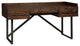 Benzara BM190078 3 Drawers Desk, Tubular Metal Base & Bar Handles, Brown & Black