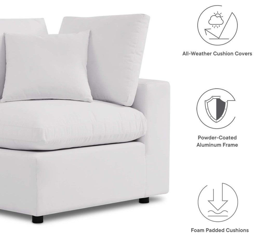 Modular Lounge Sectional Deep Sofa Set, White, Modern, Outdoor Hospitality