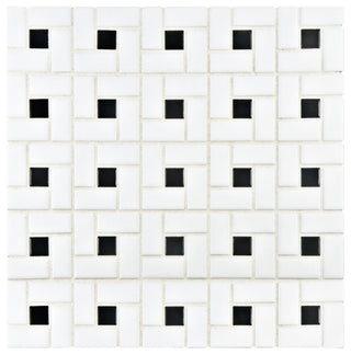Spiral Black and White Porcelain Floor and Wall Tile