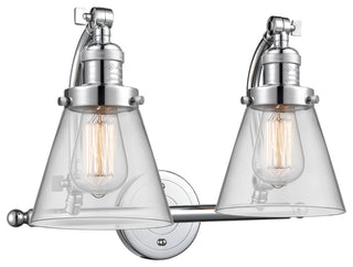 2-Light Small Cone 18" Bath Fixture, Polished Chrome, Glass: Clear
