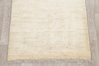 Gabbeh Solid Distressed Modern Hand-Knotted Persian Area Rug, Beige, 4'11"x3'6