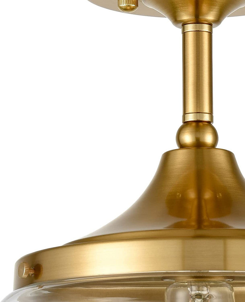 Modern Fluch Mount Light Fixture glass ceiling lamp with brass finish