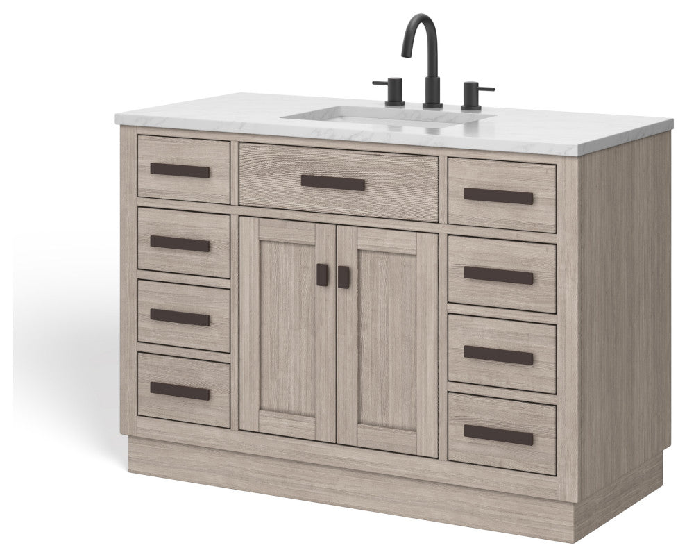 The Cyrus Bathroom Vanity, Gray Oak, 48", Single Sink, Freestanding