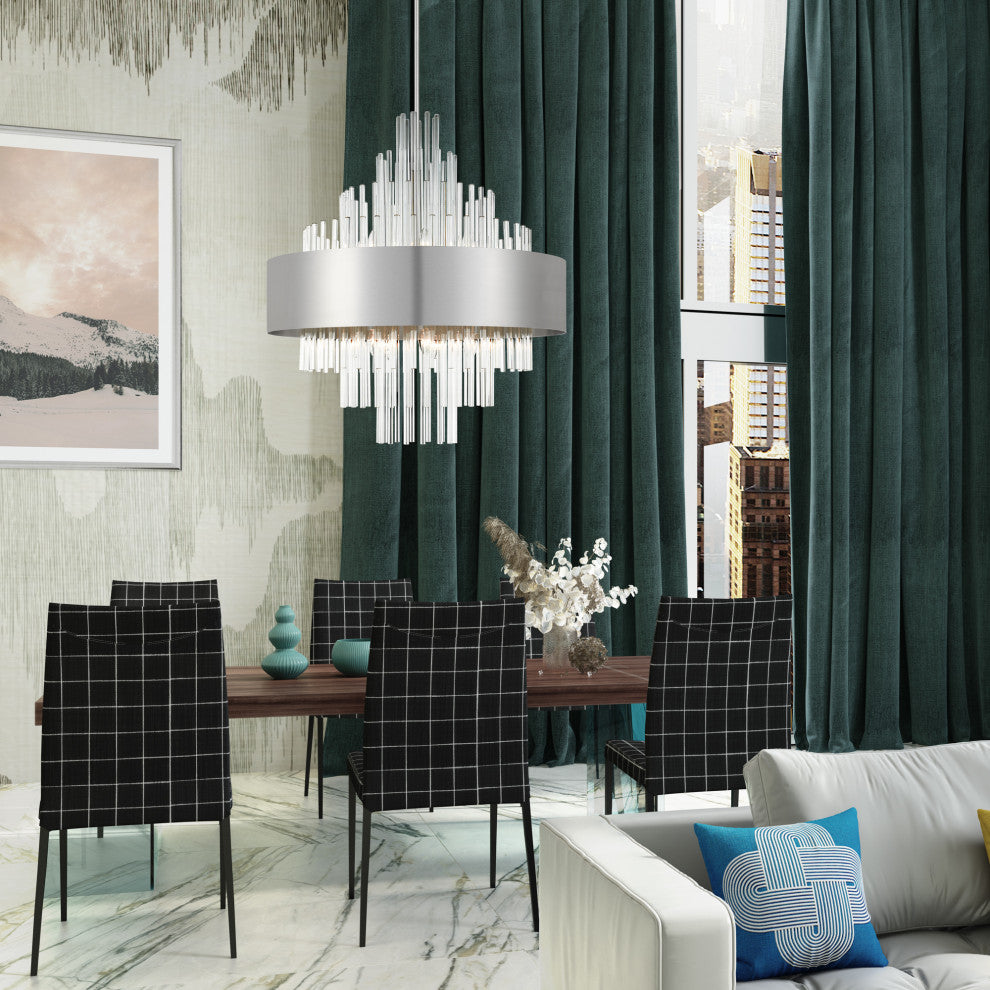 14 Light Brushed Nickel Large Pendant Chandelier
