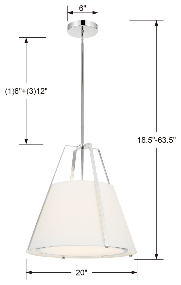 Fulton 3 Light Pendant, Polished Nickel