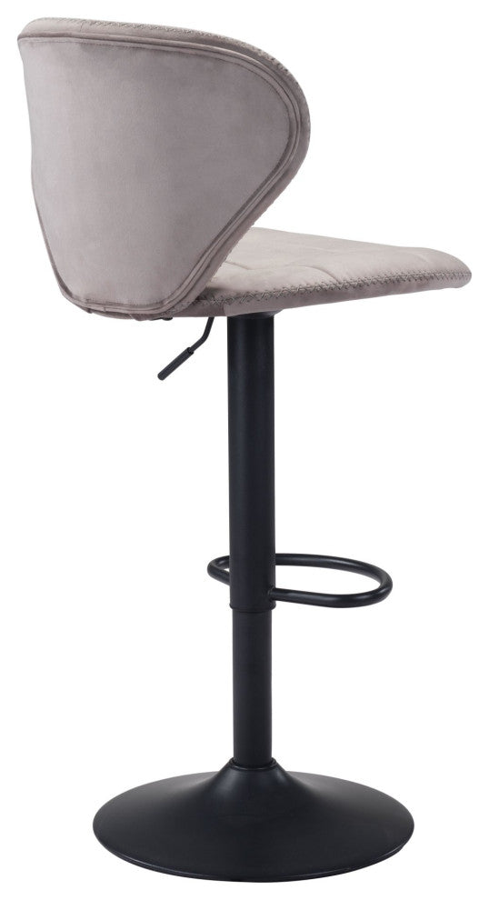 Bar Stool Chair Barstool, Steel Metal, Fabric, Gray, Black, Cafe Bistro