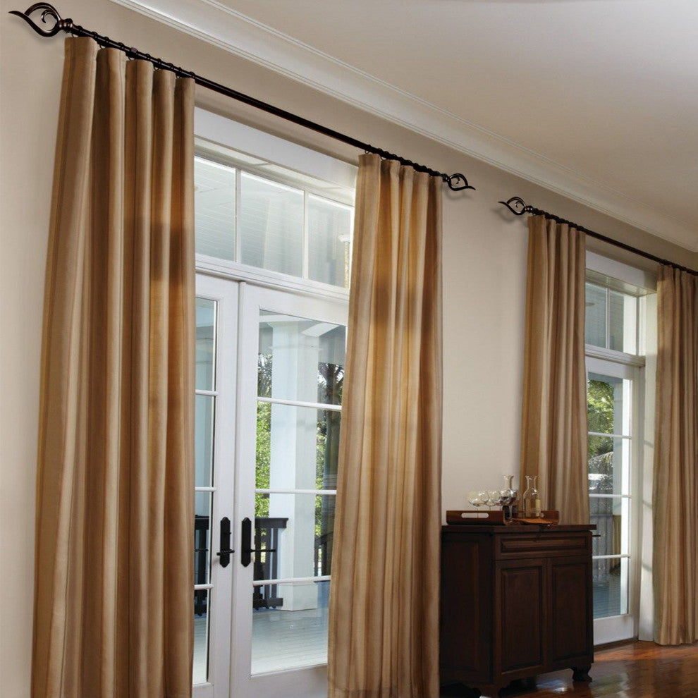 1" Flame Drapery Curtain Rod, Bronze, 84"-120"