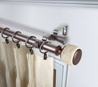 Adalynn 1" Diameter Double Curtain Rod, Bronze, 28-48"