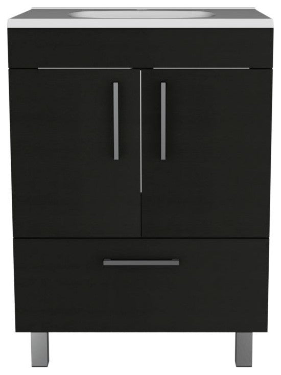 Essential Single Bathroom Vanity, Black Wengue