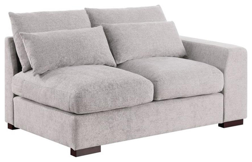 Reversible Modular Sectional Fabric Sofa With Two Ottoman-Light Gray