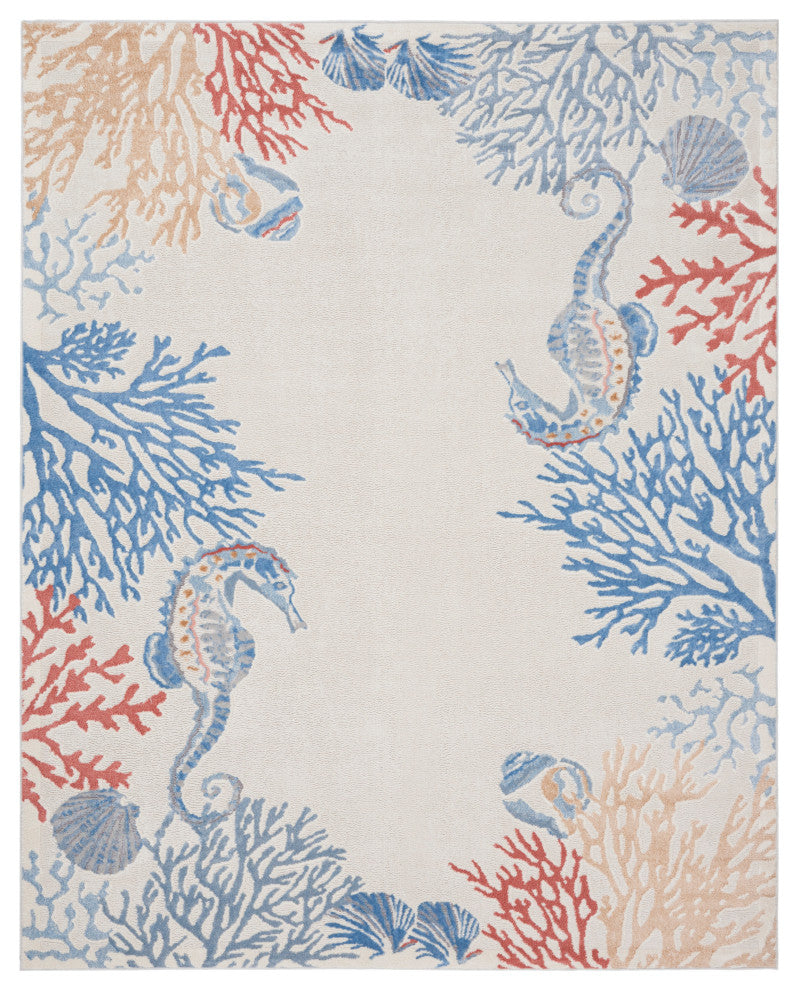 Nourison Pompeii 7'10" x 9'10" Ivory/Multi Nature-inspired Indoor Rug