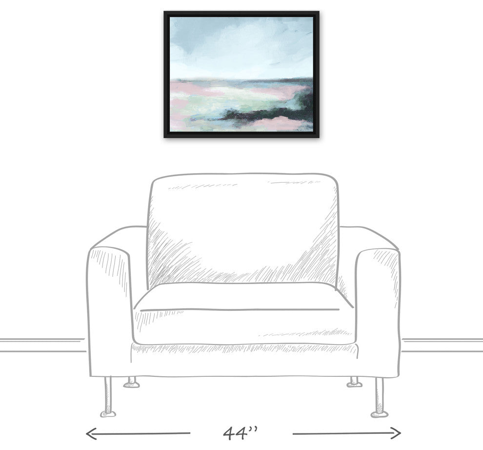 Soft Coastal Ocean Green 16x20 Black Floating Framed Canvas