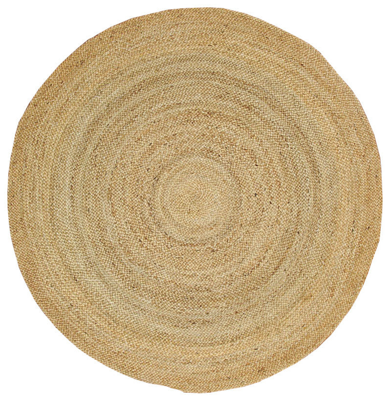 Elsinore Hand-Braided Natural jute Round Contemporary Area Rug, 5' X 5'
