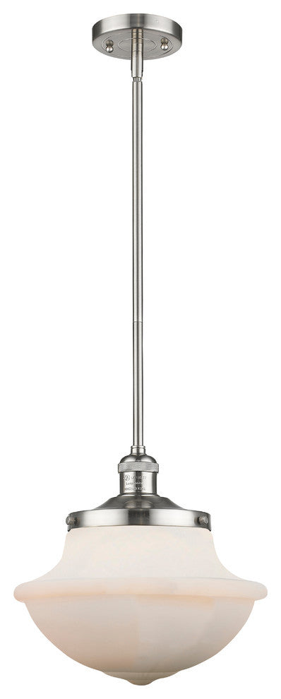 Large Oxford 1-Light Mini Pendant, Brushed Satin Nickel, Matte White