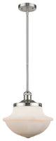 Large Oxford 1-Light Mini Pendant, Brushed Satin Nickel, Matte White