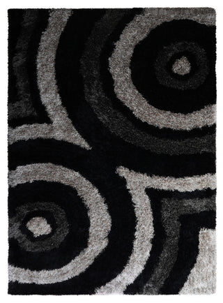 Hand Tufted Shag Polyester Area Rug Geometric Contemporary, Black Beige, [Rectangle] 4'x6'