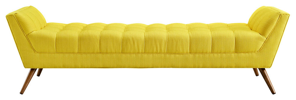 Modern Contemporary Fabric Bench , Yellow, Fabric
