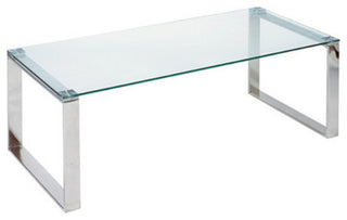 Remi Contemporary Glass Coffee Table with Chrome Finish