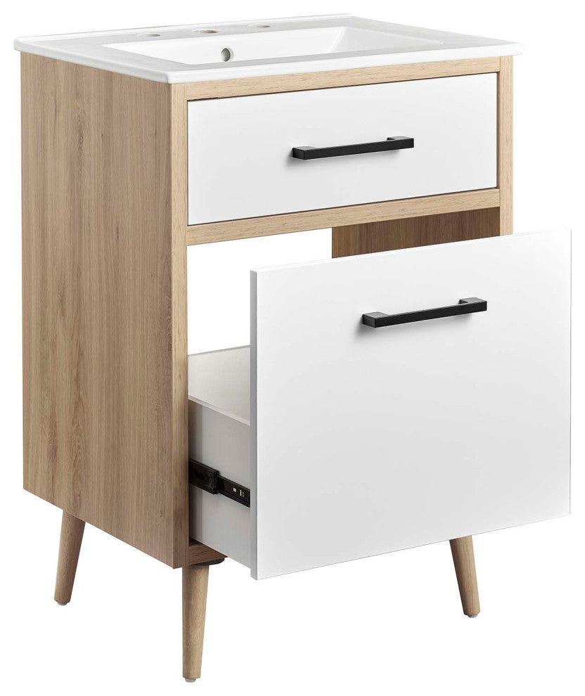 Maverick 24" Bathroom Vanity, White Oak