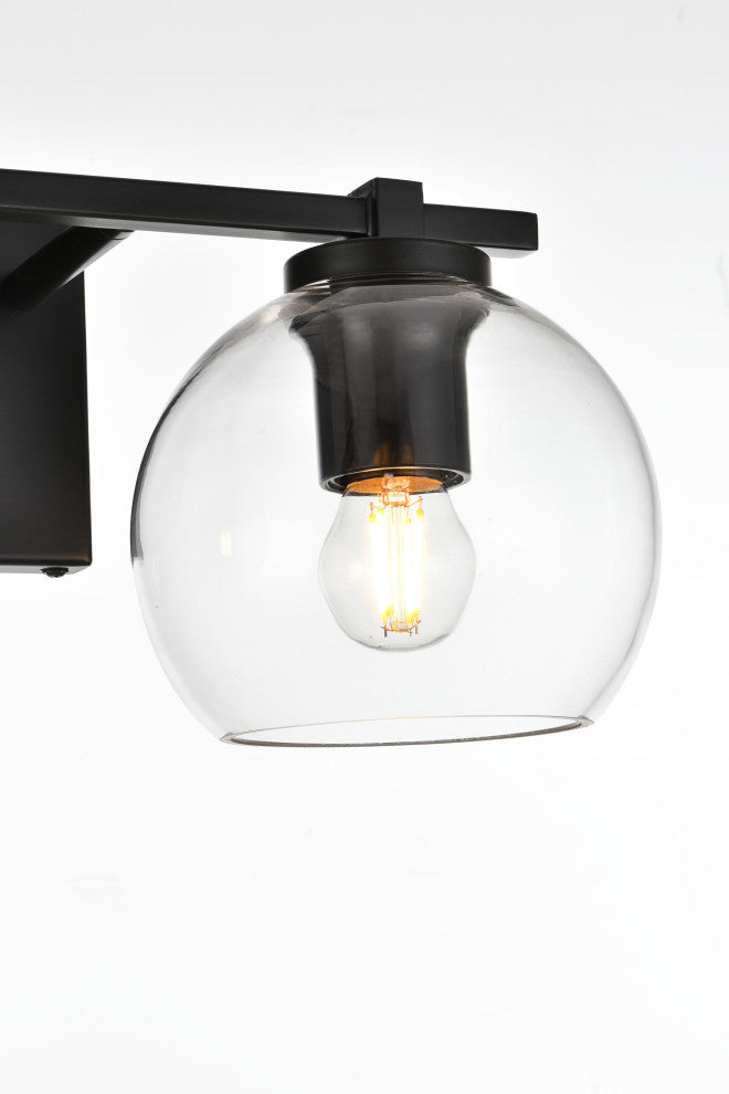 2 Light Black And Clear Bath Sconce