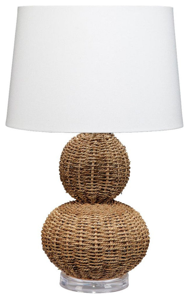 Natural Seagrass Rattan Double Gourd Shape Table Lamp 25 in Coastal Tropical