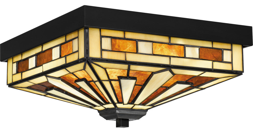 Quoizel TF5622MBK 2-Light Flush Mount, Tiffany