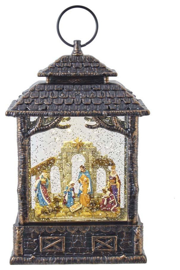 Kurt Adler 11" Battery-Operated LED Nativity Scene Water Lantern