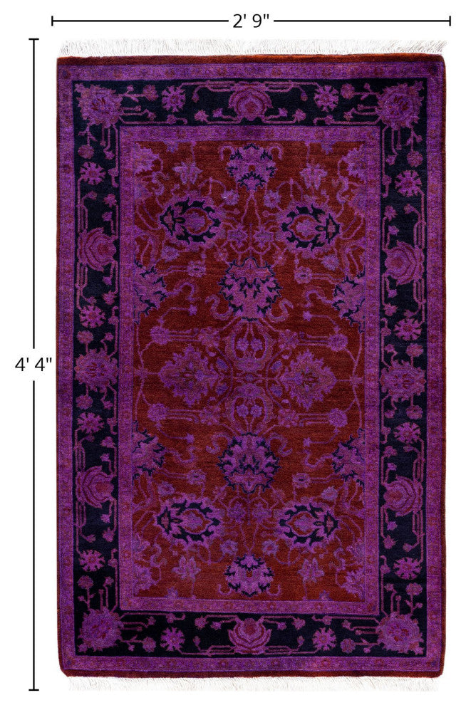 Overdyed One-of-a-Kind Hand-Knotted Area Rug Red, 2' 9" x 4' 4"