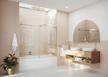68-72"x60" Frameless Bath Tub Sliding Shower Door, Brushed Nickel