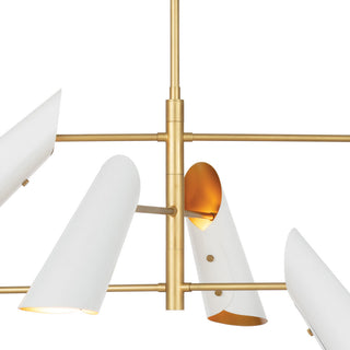 Vest Chandelier, White and Natural Brass