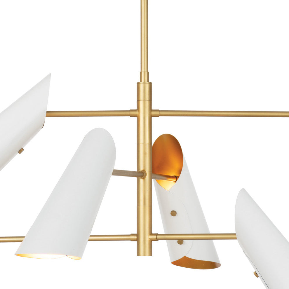 Vest Chandelier, White and Natural Brass