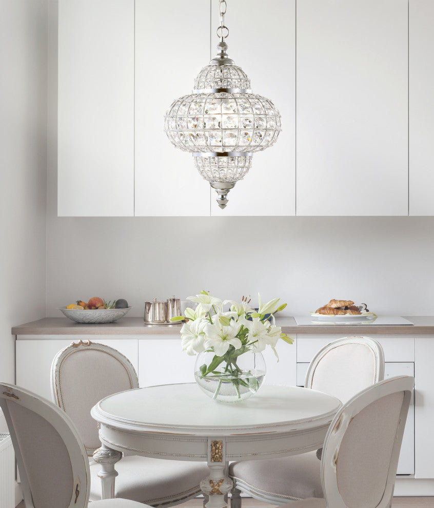 Juliette 12" Crystal, Metal LED Chandelier Pendant, Chrome