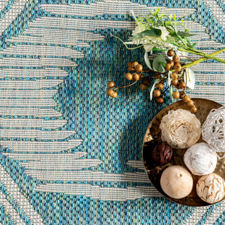 Nuloom Ranya Tribal Indoor/Outdoor Contemporary Area Rug, Teal 8'X10'