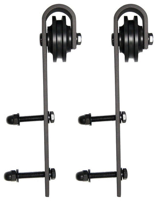 Barn Bypass Doors 84 x 96, Lucia 1299 Matte Black & Mirror, 8' Rails