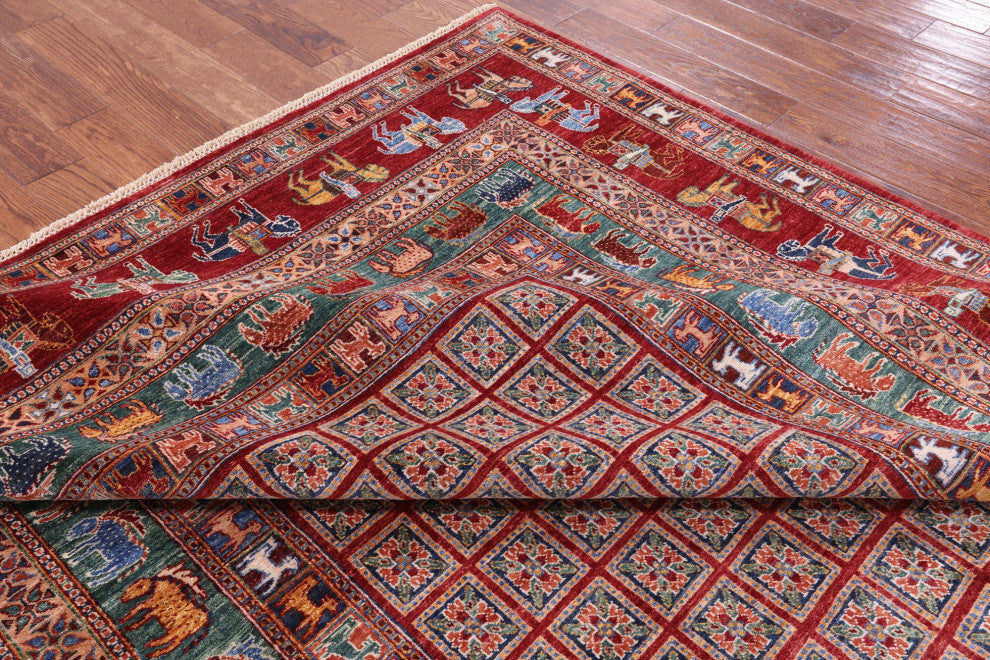 Handmade Antiqued Pazyryk Historical Design Wool Rug 8' 2" X 10' 2" Q7664