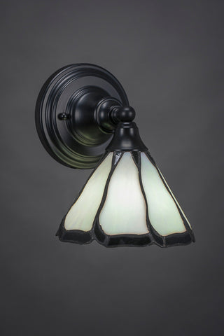 1-Light Wall Sconce, Matte Black/Pearl & Black Flair Art