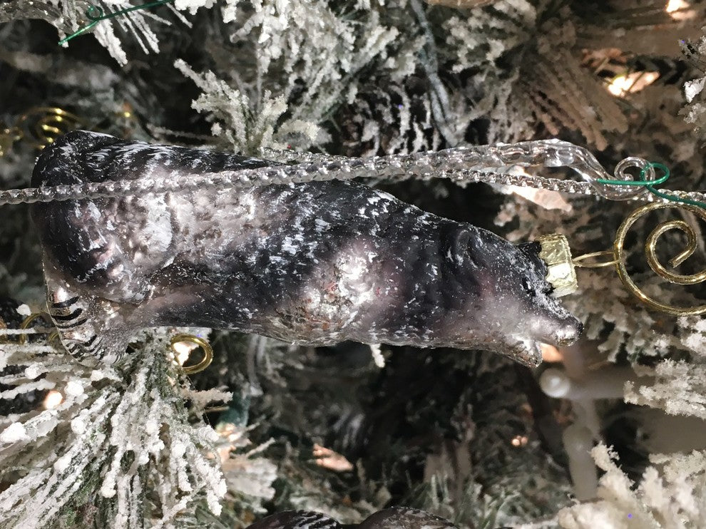 Old World Christmas Vintage Inspired Howling Wolf Holiday Ornament Glass
