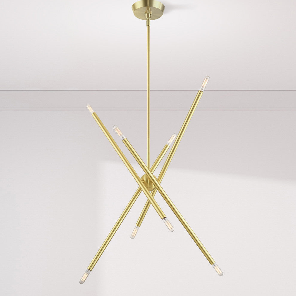 Livex Lighting Soho 8 Light Satin Brass Linear Chandelier