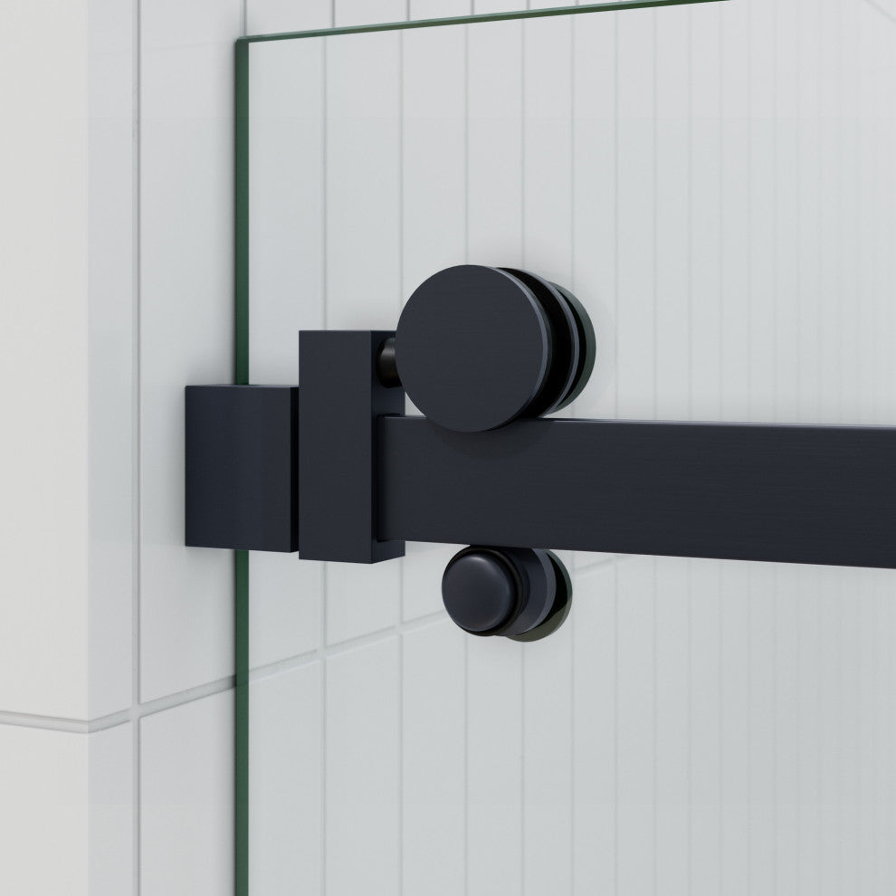 64-68"x78" Frameless Sliding Shower Door With Square Hardware, Matte Black