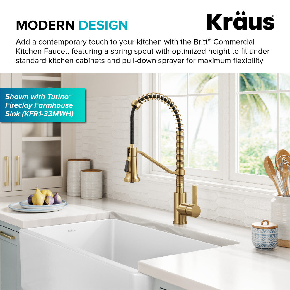 KRAUS Britt Commercial Style 2-Function 1-Handle Pull Down Kitchen Faucet BB