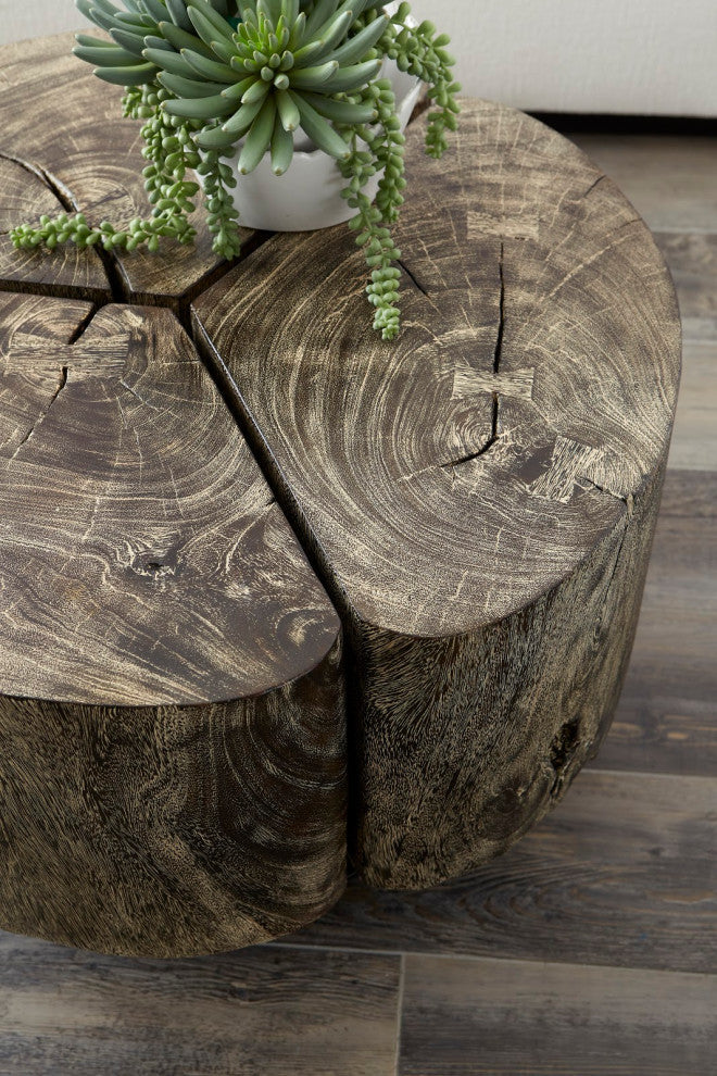 Clover Coffee Table, Chamcha Wood, Gray Stone