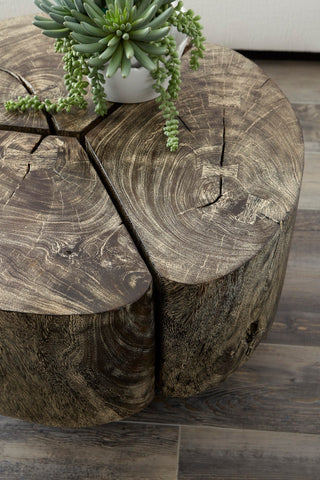 Clover Coffee Table, Chamcha Wood, Gray Stone