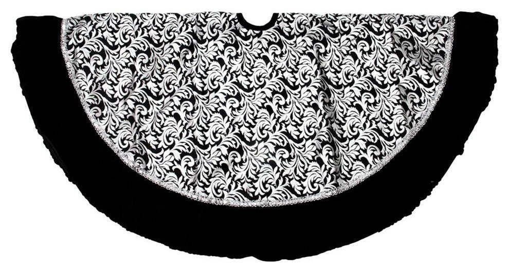 48" Metallic Flourish Christmas Tree Skirt With Ruffled Trim