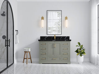 Boston 48 Single Sink Bath Vanity in Evergreen 2" Calacatta Black