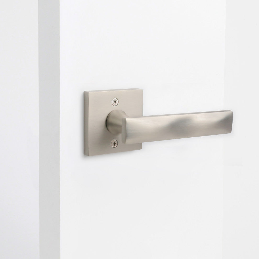 Modern Heavy Duty Designer Interior Door Lever - Essex Collection, Satin Nickel, Double Dummy