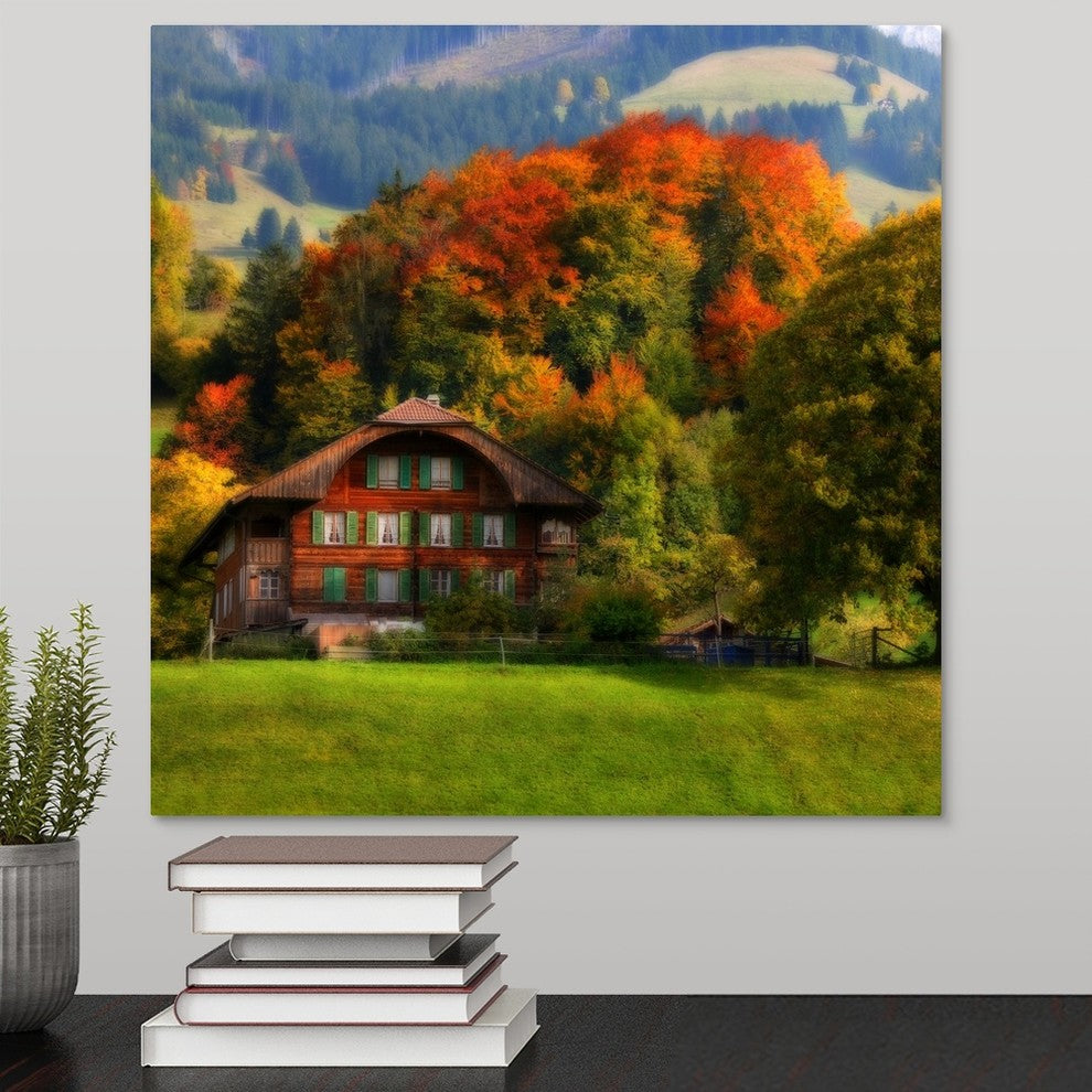 "Swiss Chalet" Wrapped Canvas Art Print, 16"x16"x1.5"