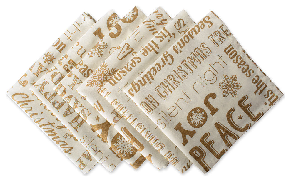 DII Gold Christmas Collage Napkin, Set of 6