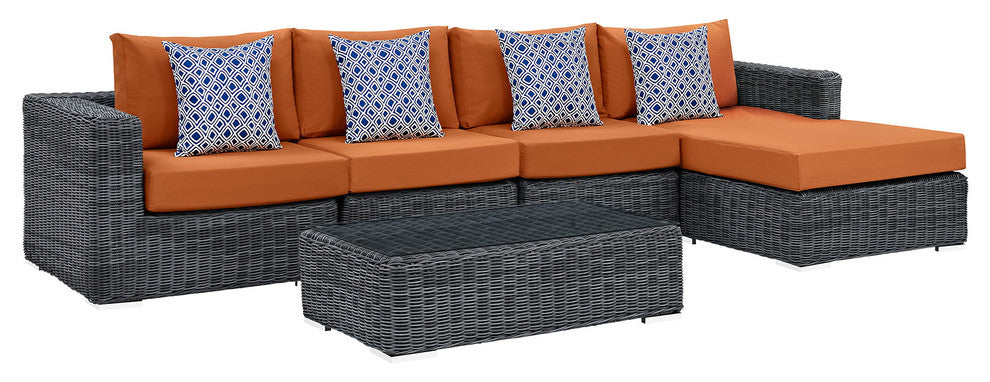 Canvas Tuscan Summon 5-Piece Outdoor Patio Sunbrella Sectional Set
