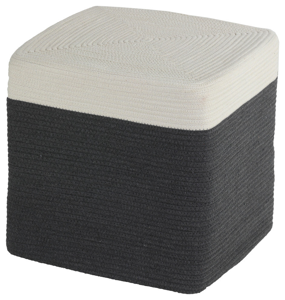 Cortesi Home Macon Square Rope Pouf Ottomans, Grey