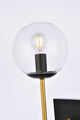 Noah 1-Light Black and Brass and Clear Glass Wall Sconce